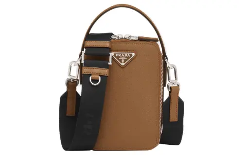 PRADA Saffiano Leather Shoulder Bag, Crossbody Bag, Handbag Men's Brown
