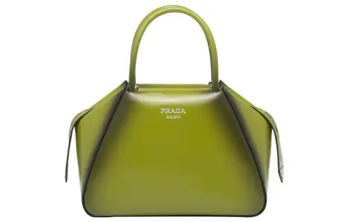 PRADA Shiny Leather Shoulder Bag, Crossbody Bag, Handbag Small Women's Ivy Green