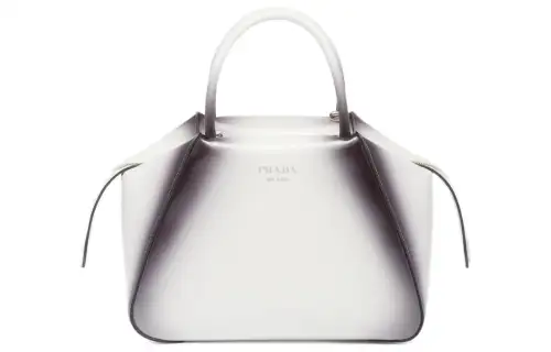 PRADA Shiny Leather Shoulder Bag, Crossbody Bag, Handbag Small Women's White