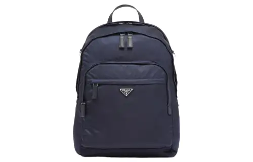 PRADA Saffiano Fabric With Leather Backpack Men's Blue