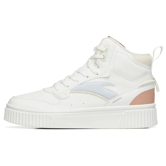ANTA Skateboard Shoes Women's High-Top Ivory White/Oatmeal White/Light Mist Gray