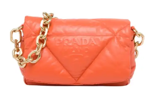 PRADA Leather Portable Crossbody Bag, Shoulder Bag Women's Orange
