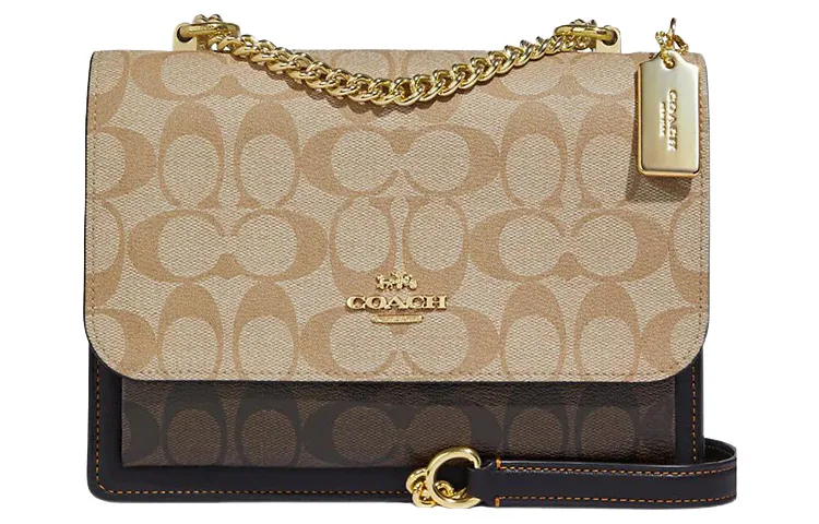 COACH Klare Artificial Leather With Cow Leather Crossbody Bag Medium Women's Light Khaki & Brown