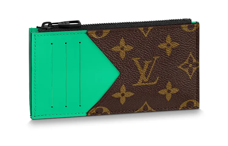 LOUIS VUITTON Coin Card Holder Monogram Macassar Minty Green