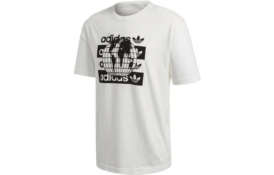 Adidas Originals T-Shirts Men's White Crew Neck Moderate Straight Fit