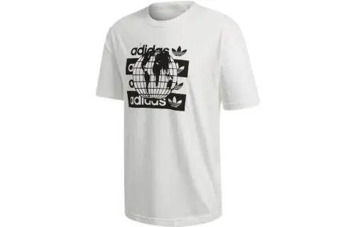 Adidas Originals T Shirts Men's White Crew Neck Moderate Straight Fit