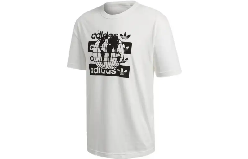 Adidas Originals T Shirts Men's White Crew Neck Moderate Straight Fit