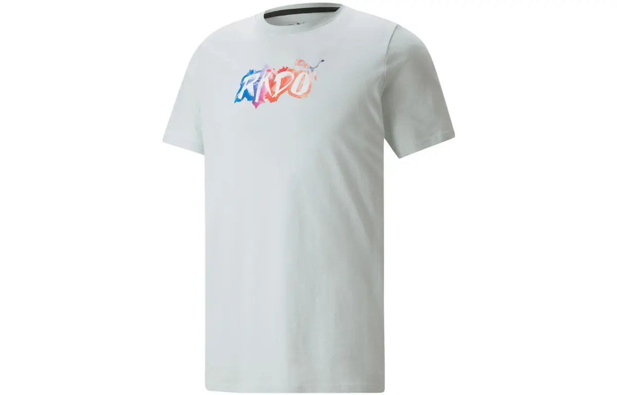 PUMA T-Shirts Men's Blue Crew Neck Straight Fit