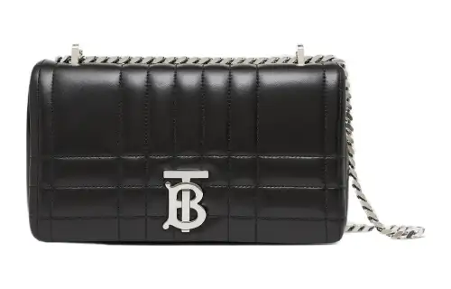Burberry Quilted Leather Lola Bag Small Black/Silver tone