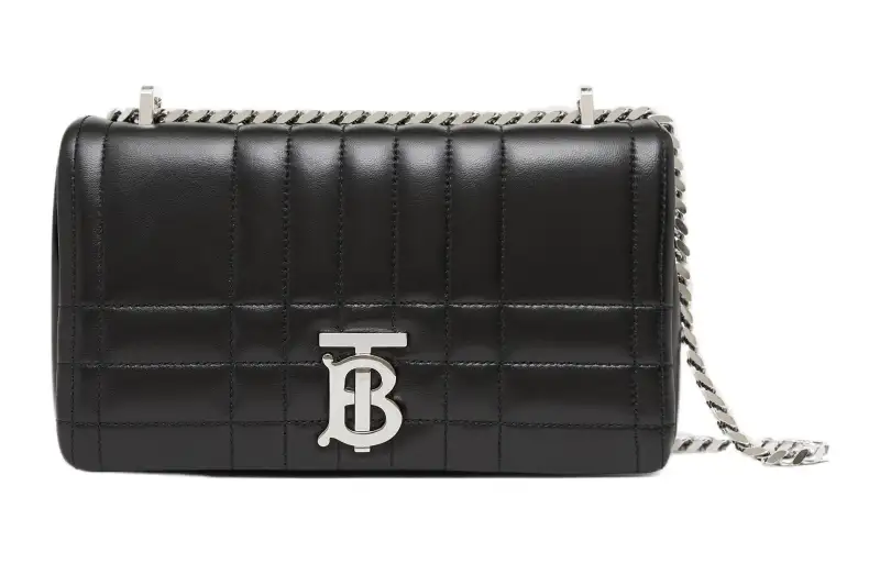 Burberry Quilted Leather Lola Bag Small Black/Silver tone