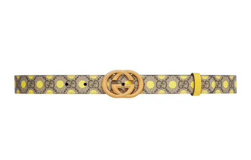 GUCCI Canvas Leather Belts Women's Beige, Ebony Width 2.5cm