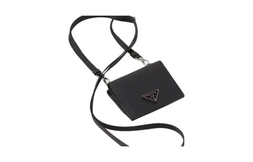 PRADA Saffiano Leather Card Holder Card Holder Men's Black