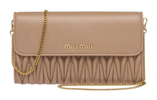 MIU MIU Nappa Leather Wallet, Shoulder Bag, Crossbody Bag Women's Milk Tea/Beige
