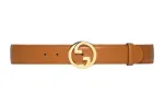 GUCCI Blondie Leather Belts Women's Brown Width 4cm