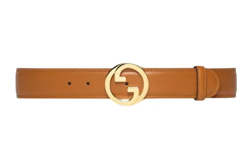 GUCCI Blondie Leather Belts Women's Brown Width 4cm