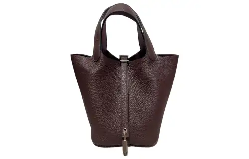 HERMES Picotin Lock Clemence With Swift Calfskin Basket Bag, Bucket Bag, Handbag 18 Women's
