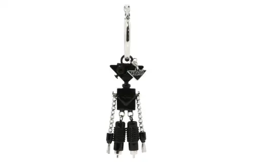 PRADA Fashion Trend Silver Keychain Men's Black