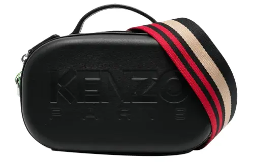 KENZO Cow Leather Crossbody One Shoulder Handbag Women's Black