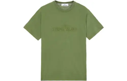 STONE ISLAND T Shirts Men's Olive Green Crew Neck Moderate Straight Fit