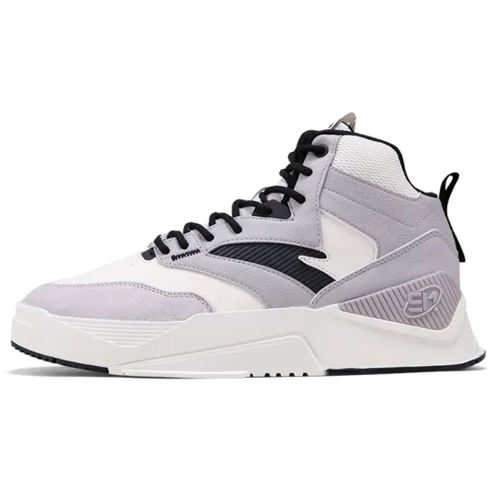 ANTA Skateboard Shoes Men High-Top Ivory White/Cloudy Grey/Black