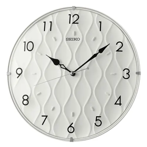 SEIKO Seiko 12-inch clock for bedroom and living room, fashion, sweep second movement, plexiglass mirror, wall clock, same style for men and women, white