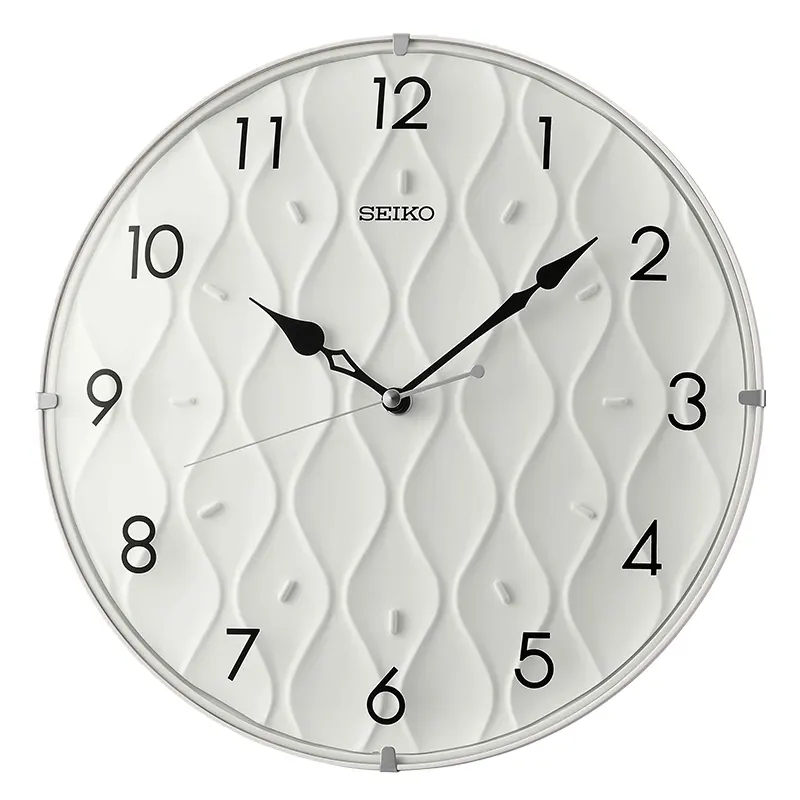 SEIKO Seiko 12-inch clock for bedroom and living room, fashion, sweep second movement, plexiglass mirror, wall clock, same style for men and women, white