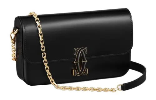 CARTIER C De Cartier Collection Calfskin Crossbody Bag, Shoulder Bag Mini Women's Black