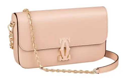 CARTIER C De Cartier Collection Calfskin Crossbody Bag, Shoulder Bag Mini Women's Nude Pink