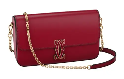CARTIER C De Cartier Collection Calfskin Crossbody Bag, Shoulder Bag Mini Women's Red
