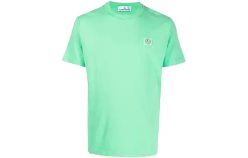 STONE ISLAND T Shirts Men's Green Crew Neck Moderate Straight Fit