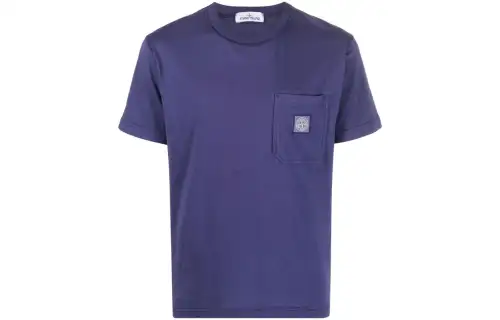 STONE ISLAND T Shirts Men's Purple Crew Neck Moderate Straight Fit