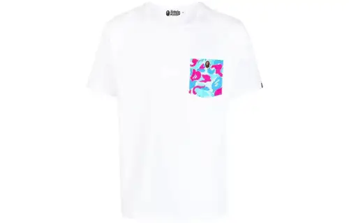 A BATHING APE T Shirts Men's White Crew Neck Moderate Straight Fit