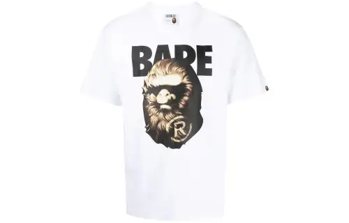 A BATHING APE T Shirts Men's White Crew Neck Moderate Straight Fit
