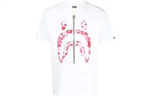 A BATHING APE T Shirts Men's White Crew Neck Moderate Straight Fit