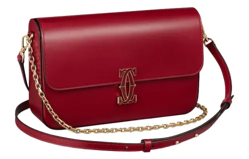 CARTIER C De Cartier Collection Calfskin Shoulder Bag, Crossbody Bag Regular Women's Red