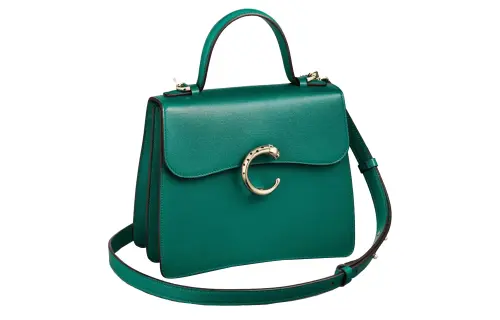 CARTIER Panthère De Cartier Calfskin Shoulder Bag, Crossbody Bag, Handbag Small Women's Green