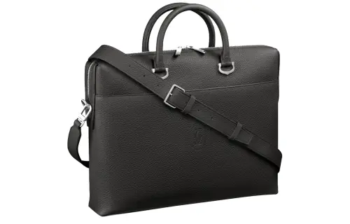 CARTIER Must De Cartier Cow Leather Handbag Briefcase Small Men's Gray