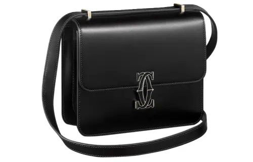 CARTIER C De Cartier Collection Calfskin Shoulder Bag, Crossbody Bag Mini Women's Black