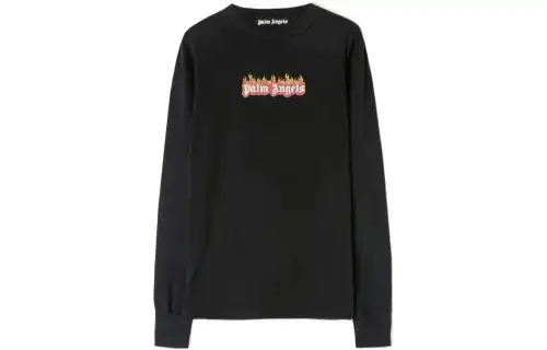Palm Angels burning logo-print long-sleeve T-shirt