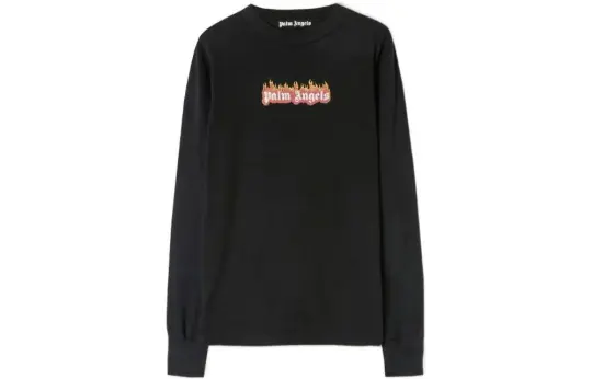 Palm Angels burning logo-print long-sleeve T-shirt