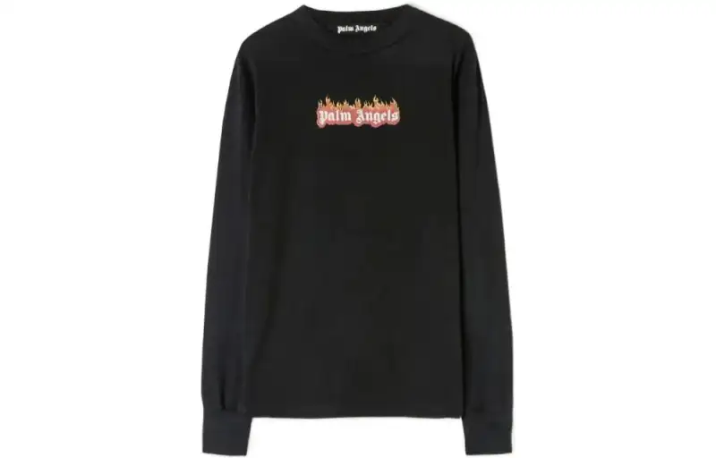 Palm Angels burning logo-print long-sleeve T-shirt