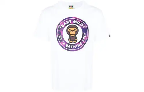 A BATHING APE T Shirts Men's White Crew Neck Moderate Straight Fit