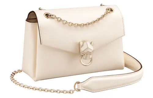 CARTIER Panthère De Cartier Calfskin Shoulder Bag, Crossbody Bag Mini Women's White