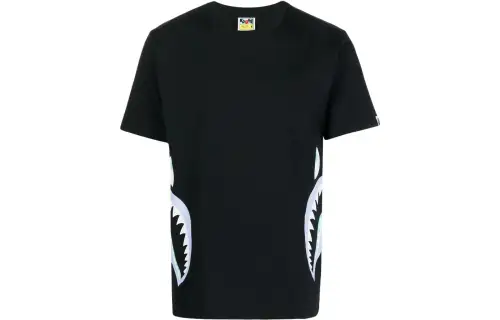 A BATHING APE T Shirts Men's Black Crew Neck Moderate Straight Fit