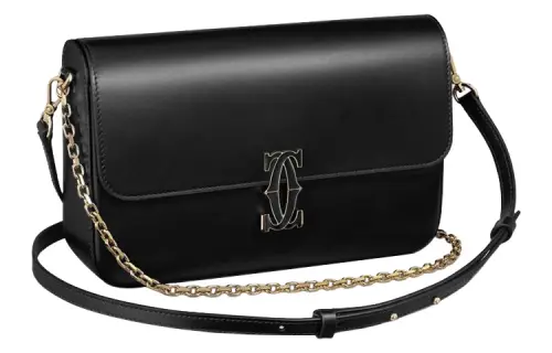 CARTIER C De Cartier Collection Calfskin Crossbody Bag, Shoulder Bag Women's Black