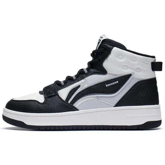 LINING Yamahara Skateboard Shoes Men High-Top Black/Mist White/Antarctic Gray