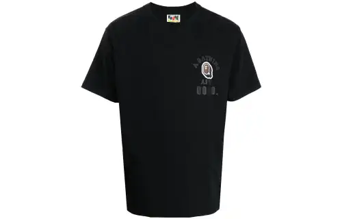 A BATHING APE T Shirts Men's Black Crew Neck Moderate Straight Fit