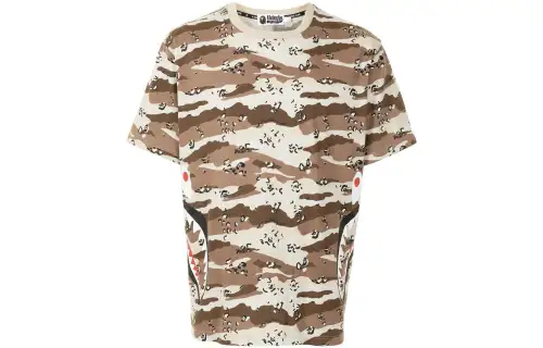A BATHING APE Bape T Shirts Men's Camouflage Crew Neck Moderate Straight Fit