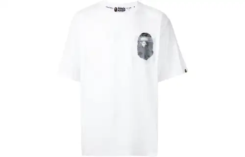 A BATHING APE T Shirts Men's White Crew Neck Moderate Straight Fit