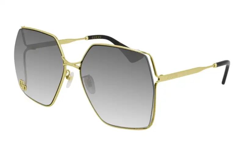 GUCCI Metal Irregular Shape Sunglasses Women's
